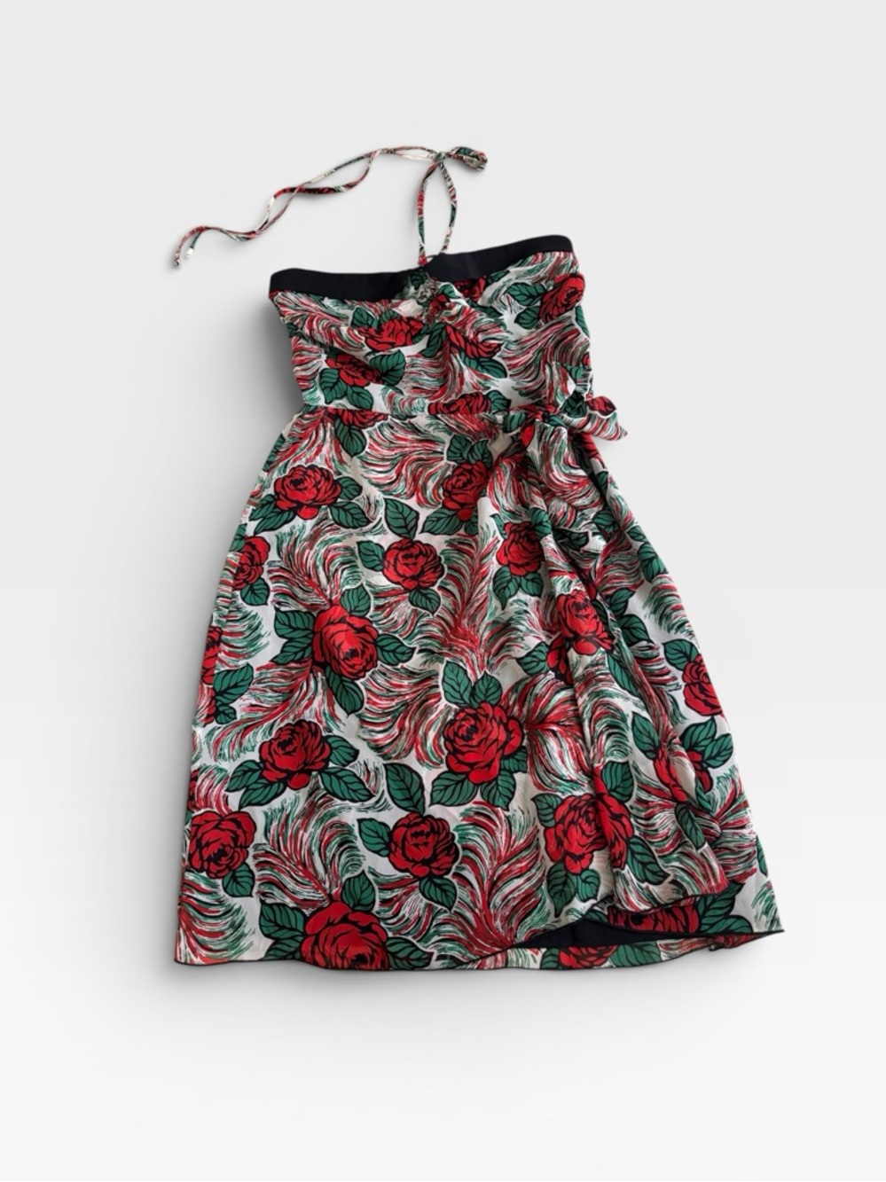 Anna Sui Rosa Mexicana Silk Halter Dress Size Zero - Picture 2 of 8